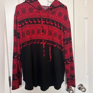 Deer & snowflake hooded sweater XXL